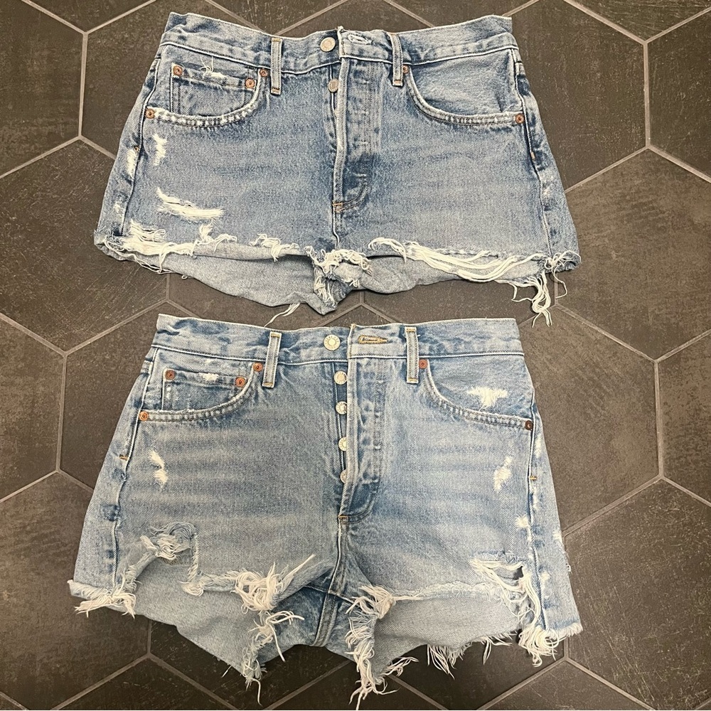 Agolde Size 26 Parker Denim Vintage Cut Off Jean Shorts Button Fly Lot of 2